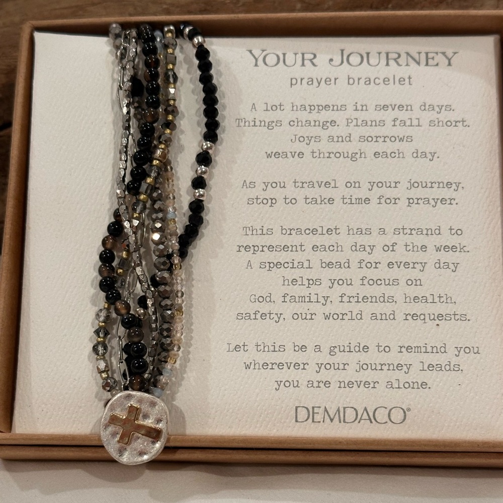 ✅DEMDACO Beaded Your Journey Prayer One Size Glass and Metal Charm Bracelet
